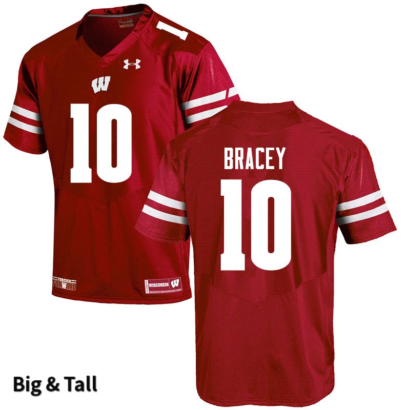 Wisconsin Badgers Men's #10 Stephan Bracey NCAA Under Armour Authentic Red Big & Tall College Stitched Football Jersey SU40O46AU